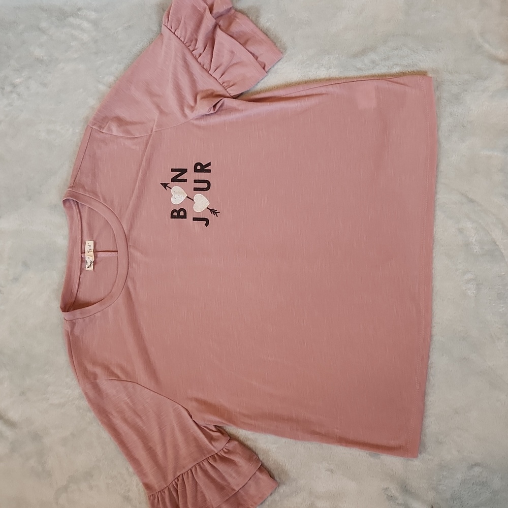 About A Girl Crop Top Ruffled Sleeves XL